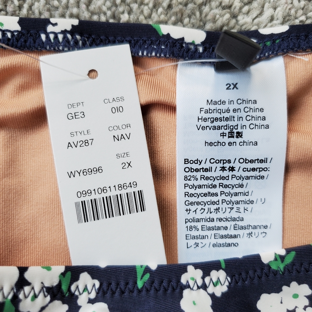 J.Crew plus floral high cut bikini bottoms, 2XL, blue/ White - Picture 6 of 10